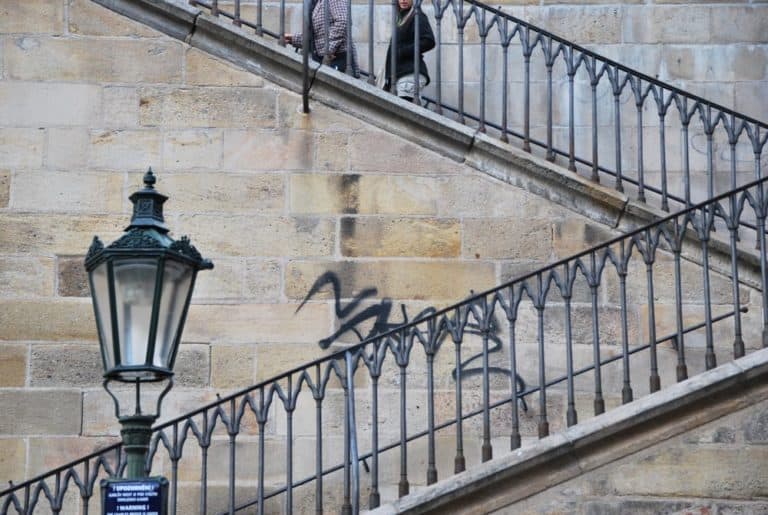 Czech, Prague – stairs and lamp, Sept.2013 (Praga)