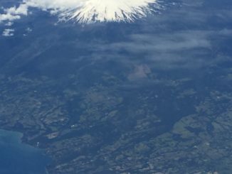in the air – wing, clouds and volcano, Dec.2015