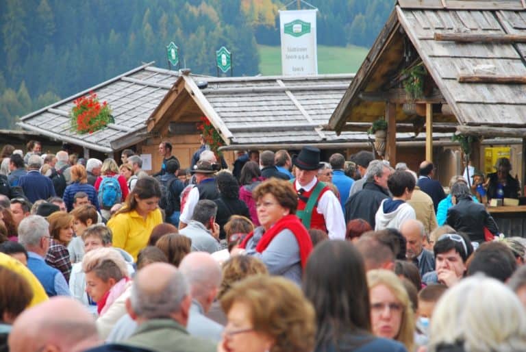 Italy, Santa Maddalena – many people, Oct.2014 (South Tyrol)