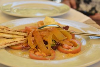 Italy-Sardinia-Codrongianos-restaurant-Ristorante Saccargia-the salad with Bottarga