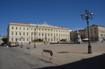 Italy-Sardinia-Sassari-Piazza d'Italia-building-street lamp