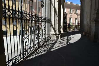 Italy-Sardinia-Sassari-cathedral-gate-shadow