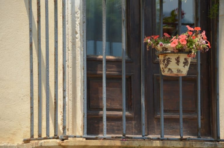 Scilla – finestra e vaso di fiori, Luglio 2015 (Calabria)