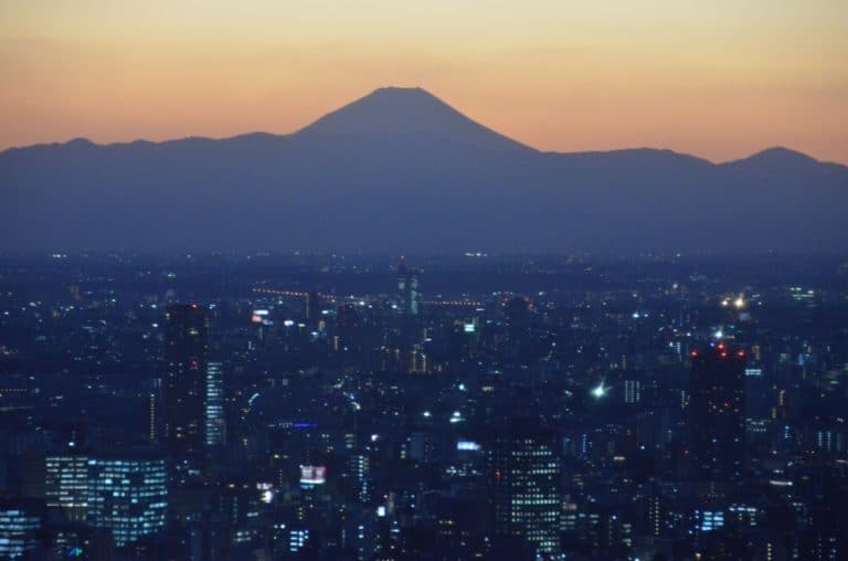 Japan, Tokyo, Shiba – Mt.Fuji after sunset, Jan.2015 (Tokyo)