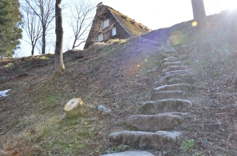 Shirakawago – museum – stone stairs, Mar.2016 (Gifu)