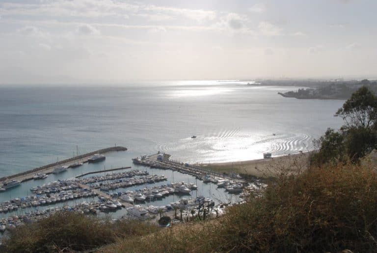 Tunisia, Sidi Bou Said – view with sea, Dec. 2008 (Tunis)