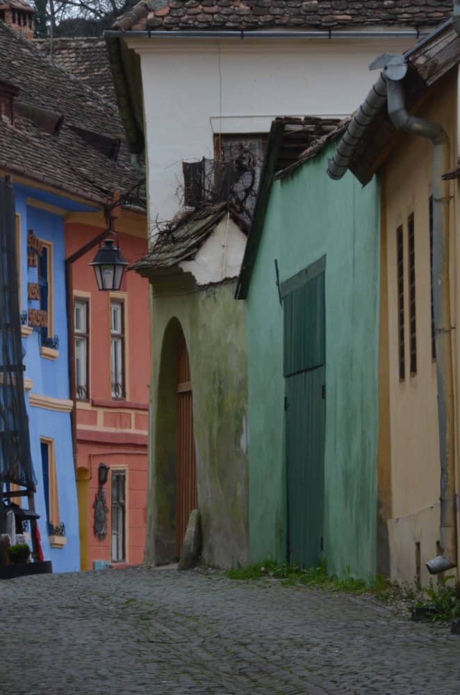 Romania, Sighisoara – old street, Apr. 2014 (Sighisoara)