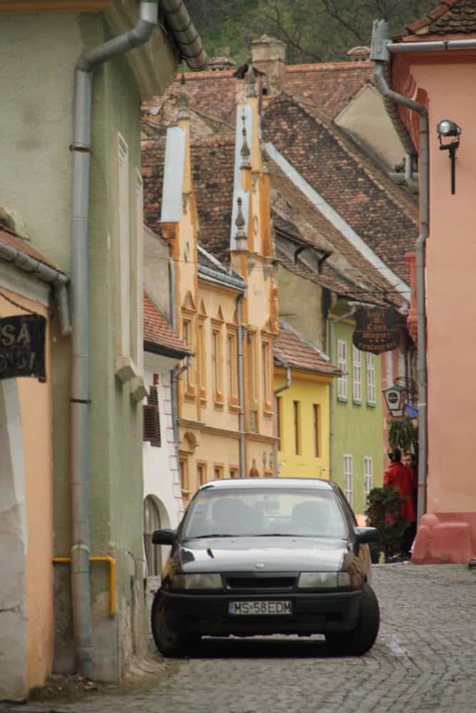 Romania, Sighisoara – parked car, Apr. 2014 (Sighisoara)