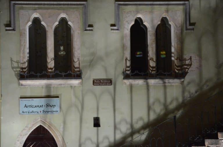 Romania, Sighisoara – shadow of railing, Apr. 2014 (Sighisoara)