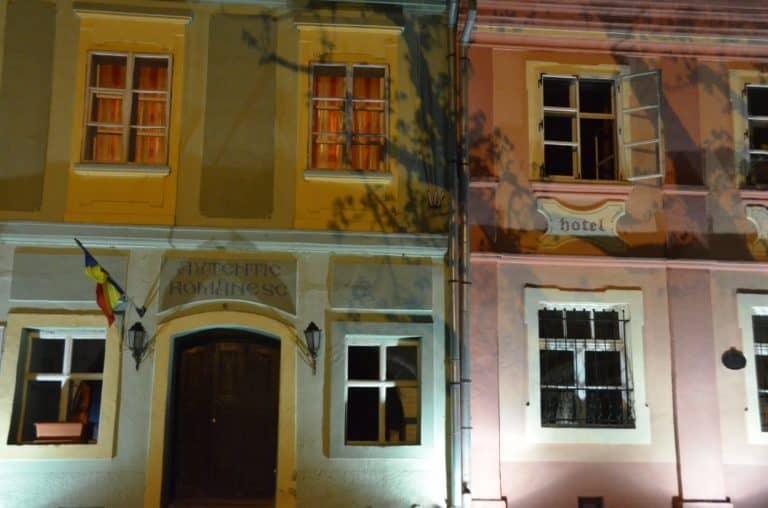 Romania, Sighisoara – shadows of trees, Apr. 2014 (Sighisoara)