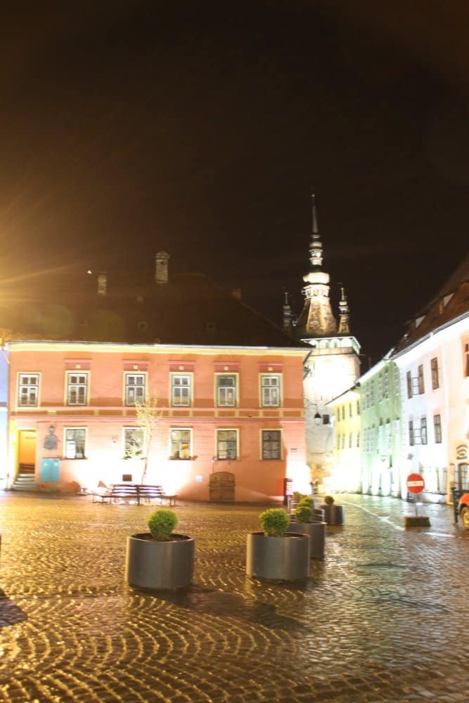 Romania, Sighisoara – light at night, Apr. 2014 (Sighisoara)