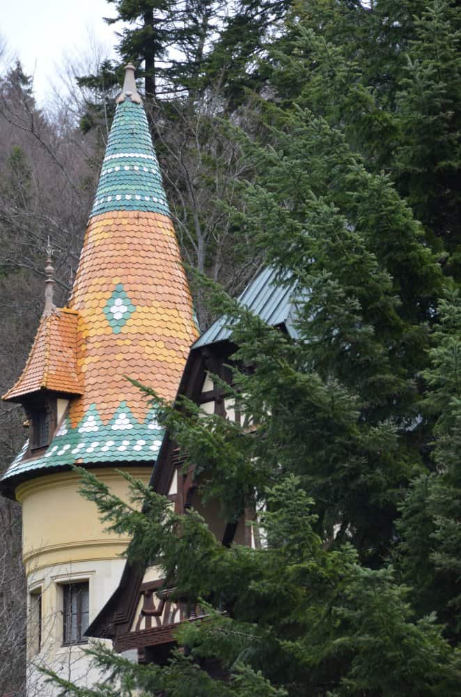 Romania, Sinaia – colourful tower, Apr. 2014 (Sinaia)