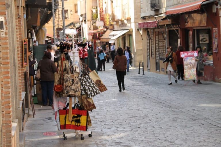 Spain, Toledo – street with tourists, Mar. 2014 (Toledo)