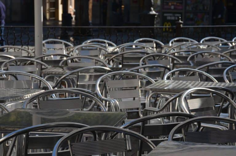 Spain, Toledo – tables and chairs, Mar. 2014 (Toledo)