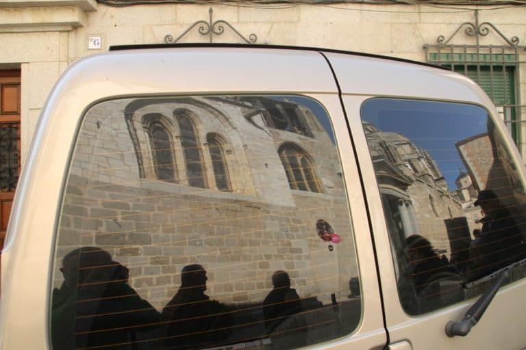 Spain, Toledo – reflection on car, Mar. 2014 (Toledo)