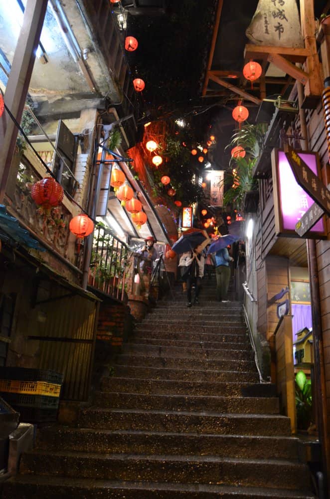 Taiwan, Jiufen – scalinata, dicembre 2012