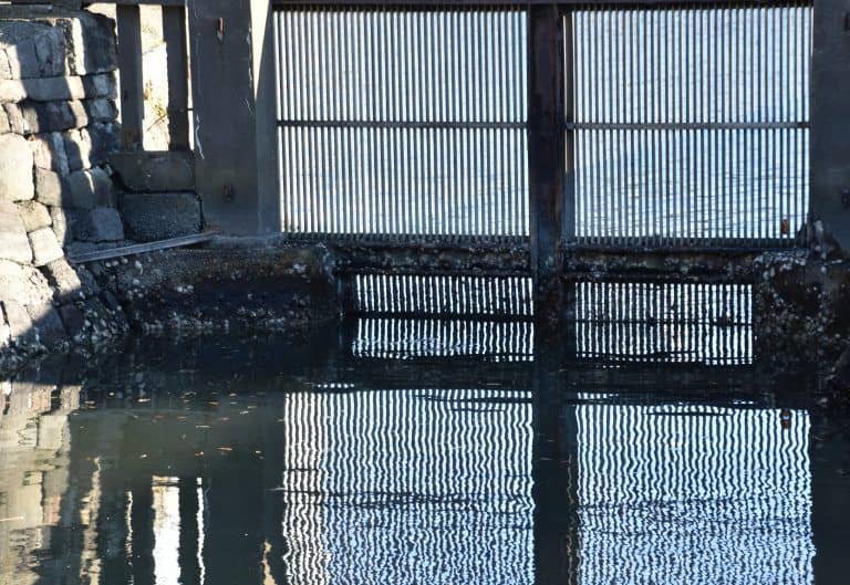 東京、浜離宮－水門のリフレクション 2017年12月 (東京)
