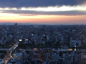 日本　東京　東京スカイツリー　ソラマチ　日没直後　パノラマ