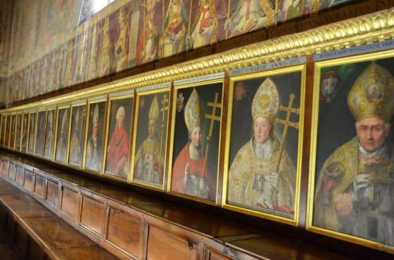 Spain, Toledo, cathedral – successive archbishops, Mar.2014 (Toledo)