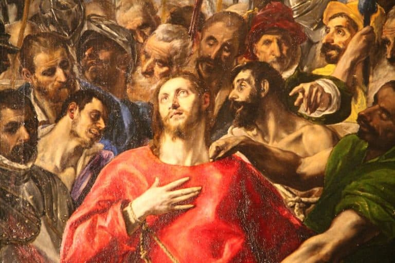 Spagna, Toledo, cattedrale – dettaglio pittura di El Greco, mar. 2014 (Toledo)