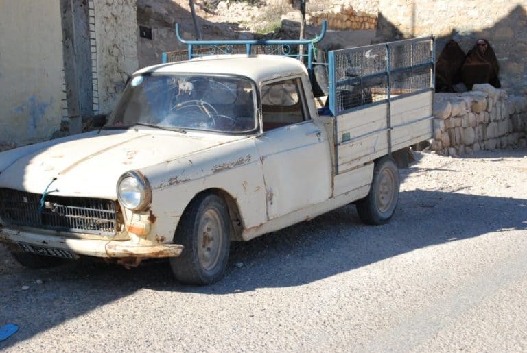 Tunisia, Toujane – two behind car, Dec.2008