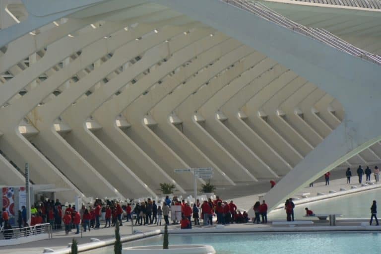 City of Arts & Sciences – people at the entrance, Feb.2016 (Valencia)