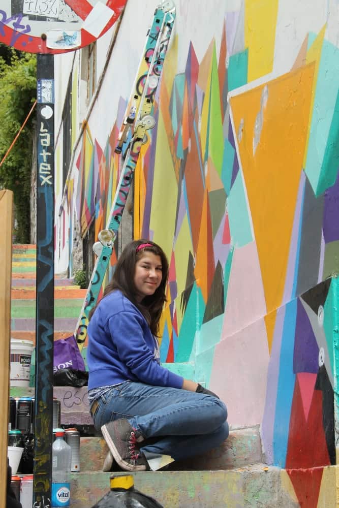 Concepcion – working on the mural, Dec.2015 (Valparaiso)