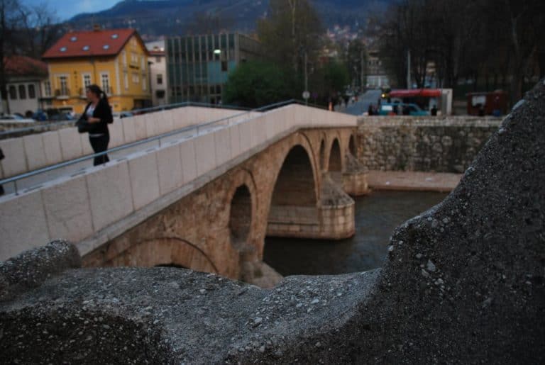 Sarajevo – bridge in the evening, April 2009 (Sarajevo)