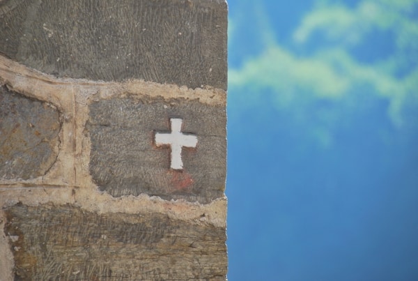 Bulgaria, Rila – cross on the wall, 2011