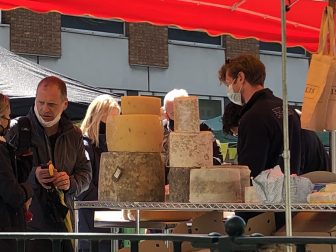 at a tent in Chiswick cheese market