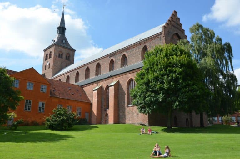 Denmark, Odense – church and green, August 2012 (Odense)