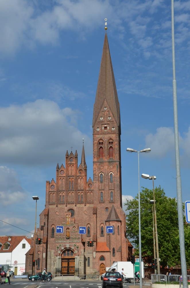 Denmark, Odense – tall church, August 2012 (Odense)