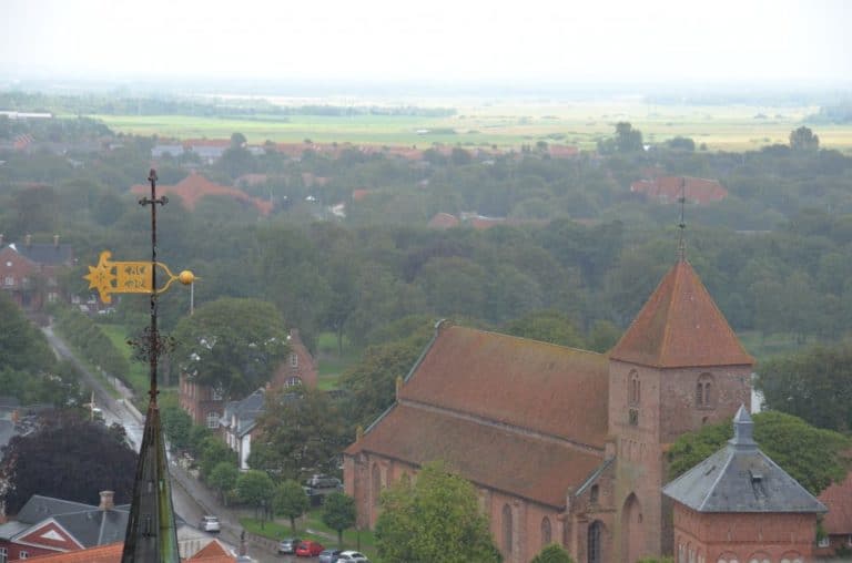 Danimarca, Ribe – vista con chiesa, luglio 2012 (Ribe)