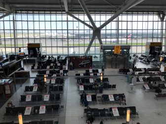 the waiting space in Terminal 5 in Heathrow