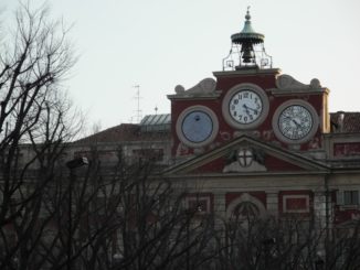 Italy, Langhe – clock tower, Mar.2012