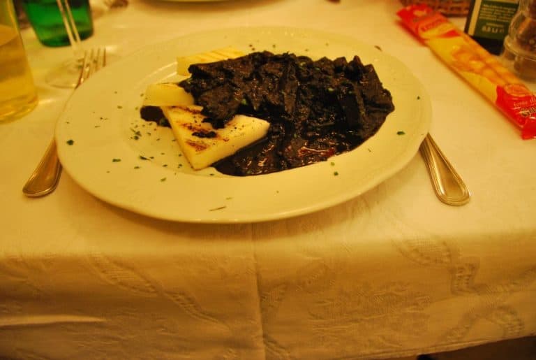 Squid with squid ink