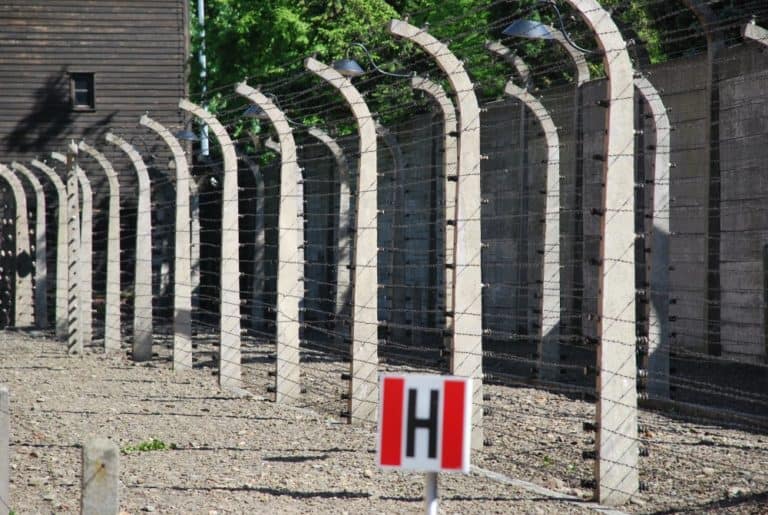 Poland, Auschwitz – barbed wires, May 2009