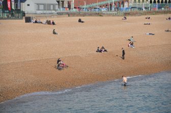 beach in Brighton seen from the pier