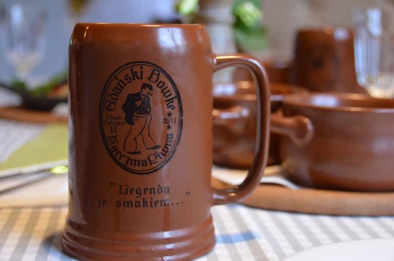 Poland, Gdansk – Gdanski Bowke restaurant, beer mug, Aug.2016 (Gdansk)