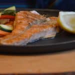 Poland, Gdansk - Gdanski Bowke restaurant, salmon, Aug.2016