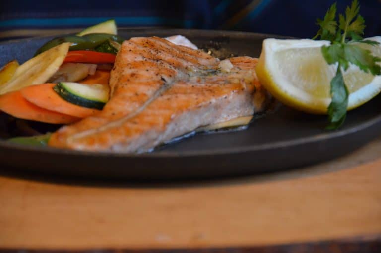 Poland, Gdansk – Gdanski Bowke restaurant, salmon, Aug.2016 (Gdansk)