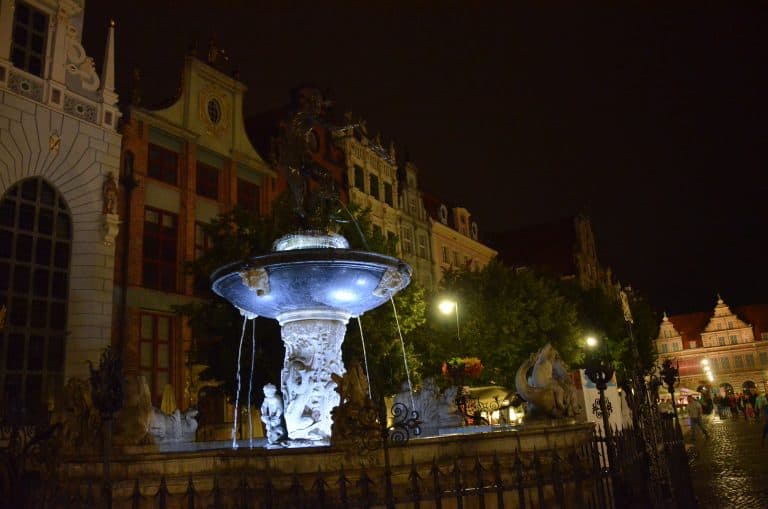 Poland, Gdansk -fountain at night , Aug.2016 (Gdansk)