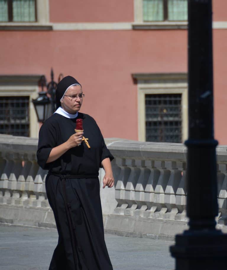Poland, Warsaw – nun with ice cream, Aug.2016