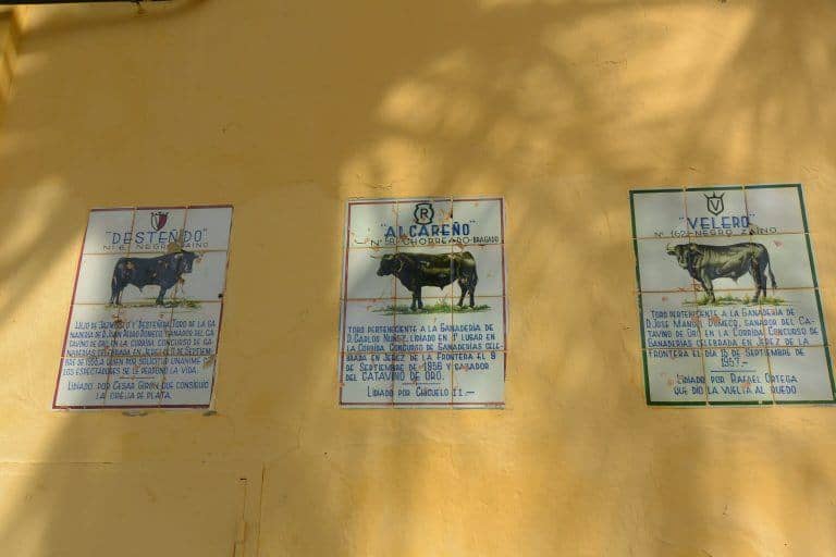 Jerez de la Frontera, bullring – names of the bulls, Nov.2016 (Andalucía) (Jerez de la Frontera)