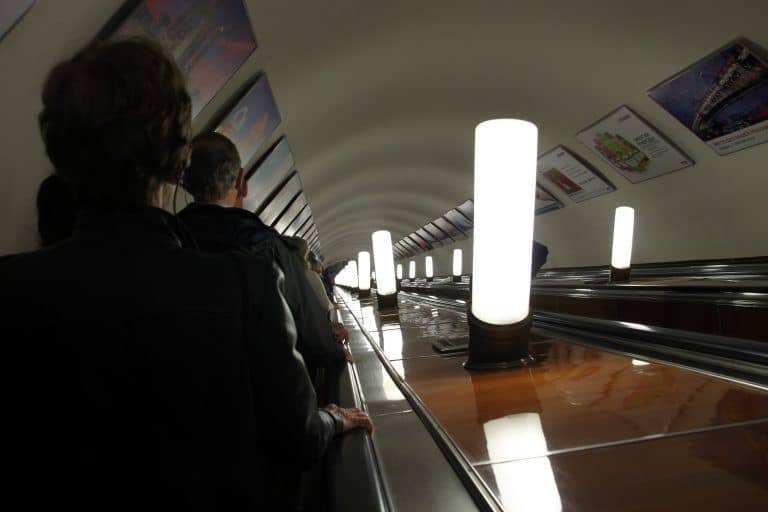 Moscow metro – escalator of Beloruskaya, Aug.2017 (Moscow)