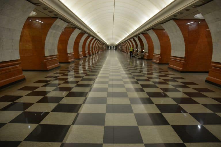 Moscow metro – interior of Park Pobedy, Aug.2017 (Moscow)