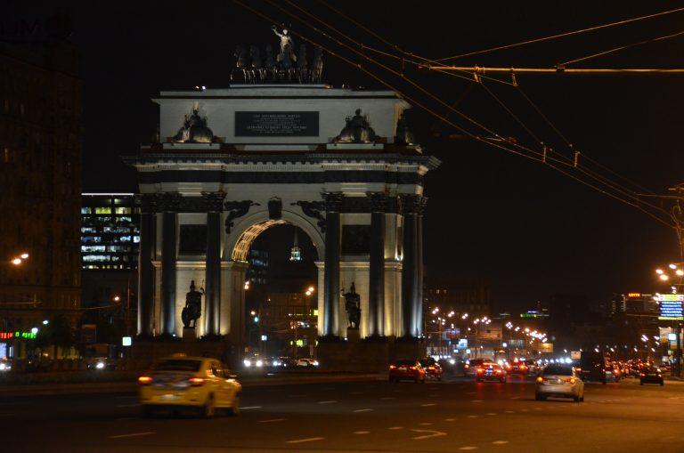 Moscow night – gate at Victory Park, Aug.2017 (Moscow)