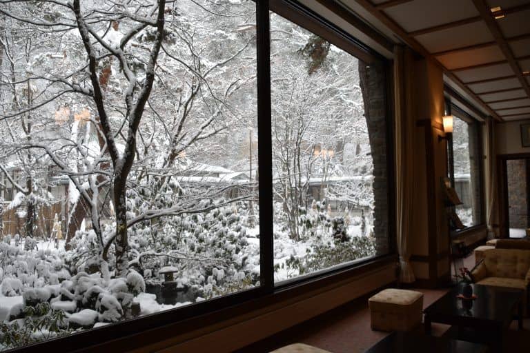 El panorama en el tren y nuestra habitación en el Ryoka