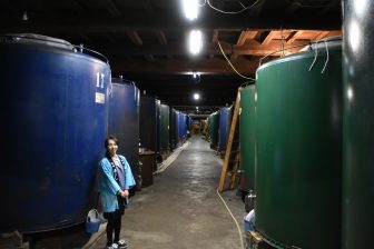 Japan-Akita-Suzuki Sake Brewery-warehouse-tank-in a row