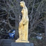 Japan-Akita-Lake Tazawa-statue-Tatsuko-gold